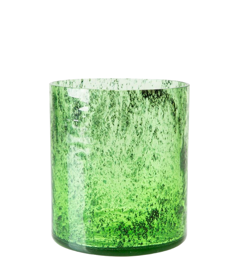 printed glass vase green medium