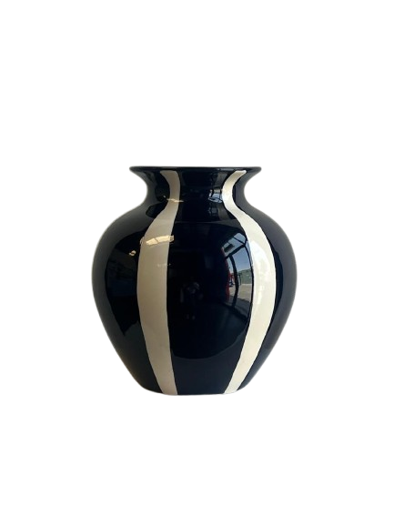 striped decorative round vase | 27cm x 16 cm