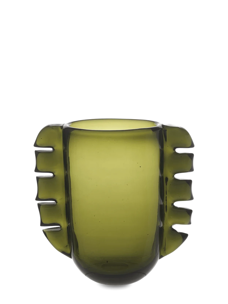 olive green glass vase