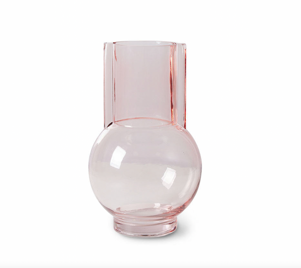 pink transparent glass vase