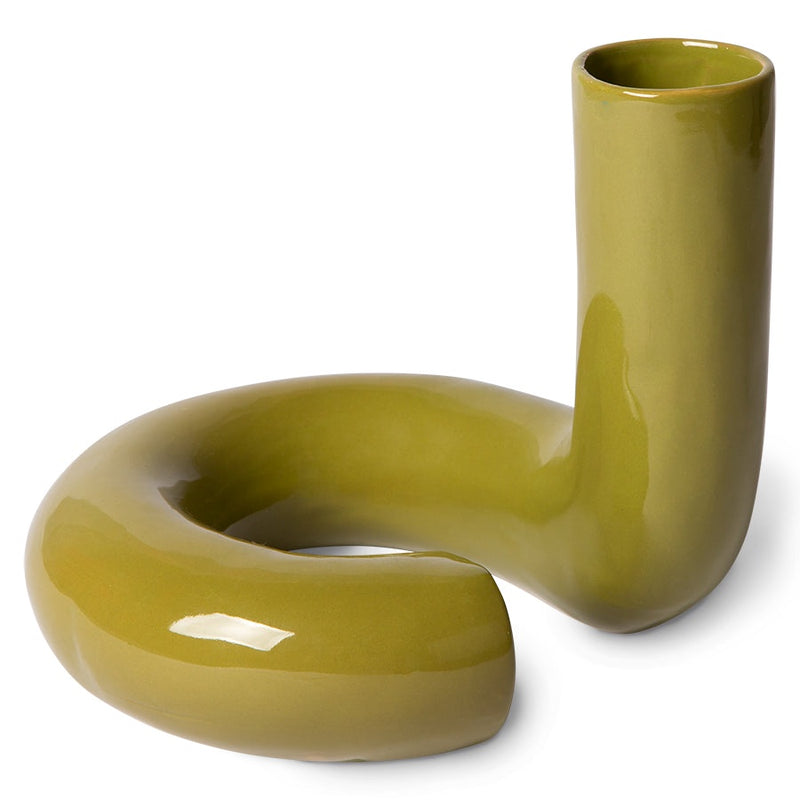 twisted vase glossy olive